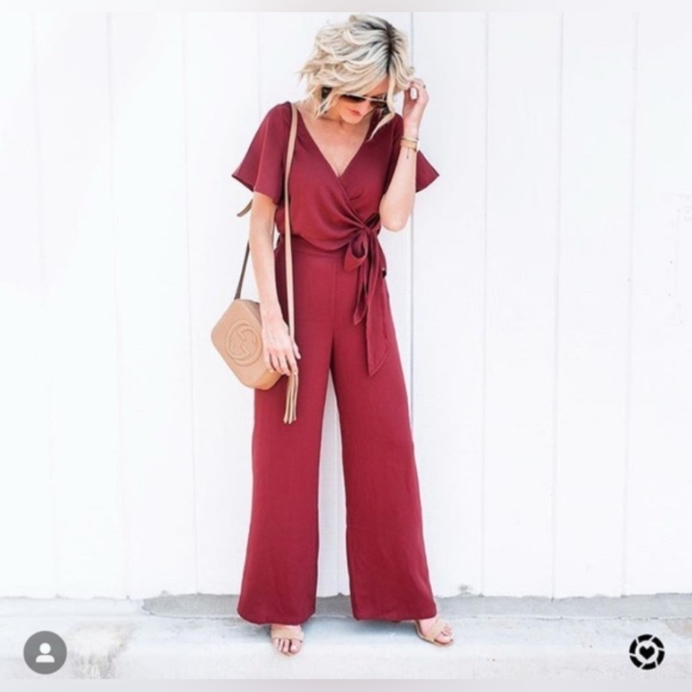 Leith Elegant Burgundy Jumpsuit. Size-Large